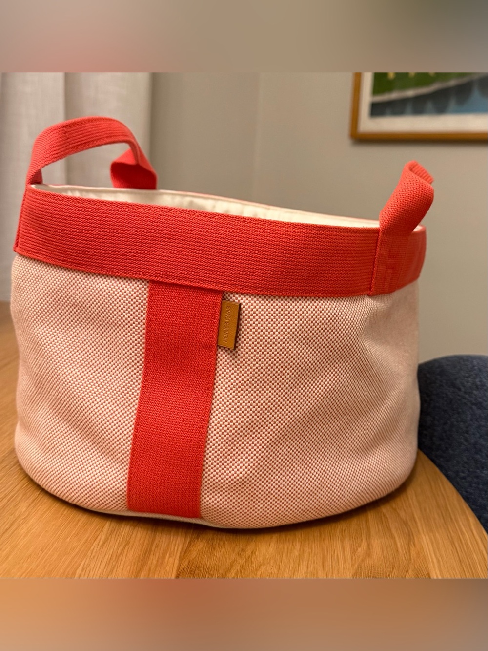 Authentic Hermes Canvas Hamper/Basket WITH ZEBRA POUCH